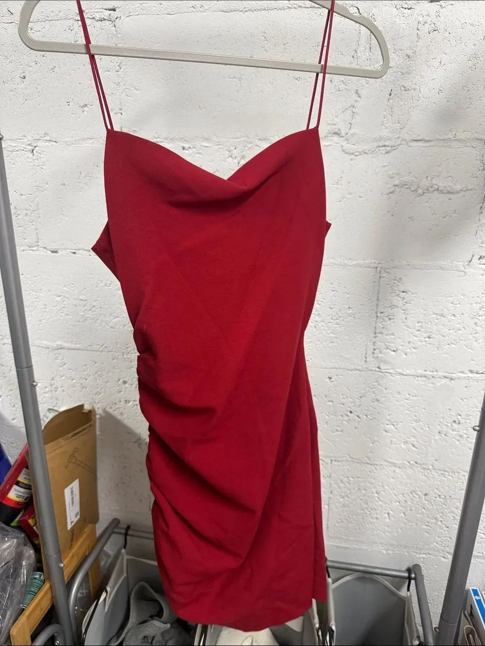 Cinq a Sept - Size 6 NWT Red Spaghetti Strap Cowl Neck Dress - Mini Dress